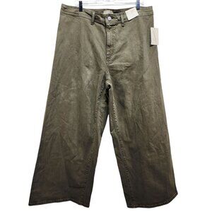Universal Thread Womens High-Rise Sailor Wide Leg Pants SZ 17 Olive Relaxed Fit